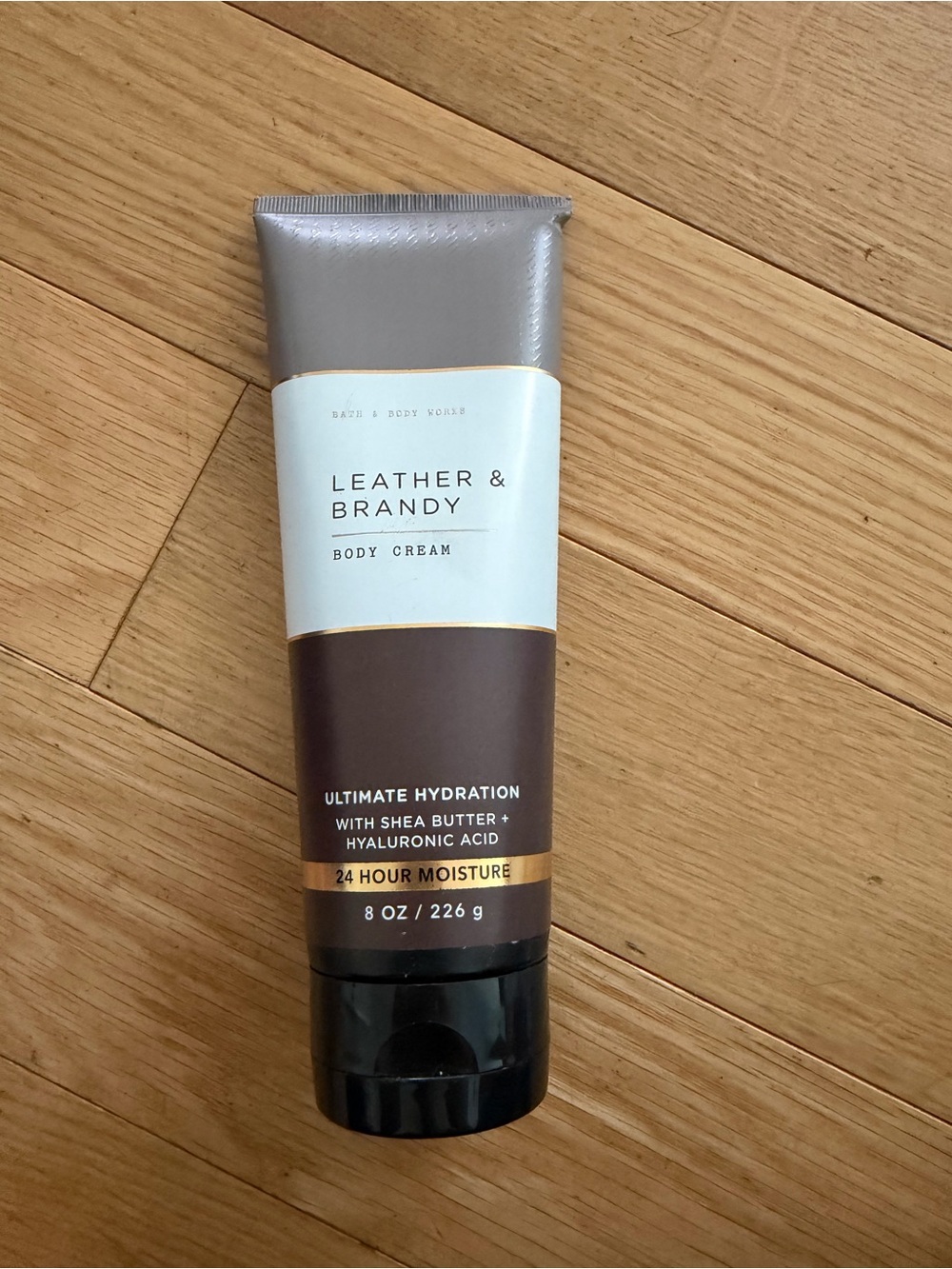 Bath & Body Works Leather & Brandy Body Cream - Brown & Cream